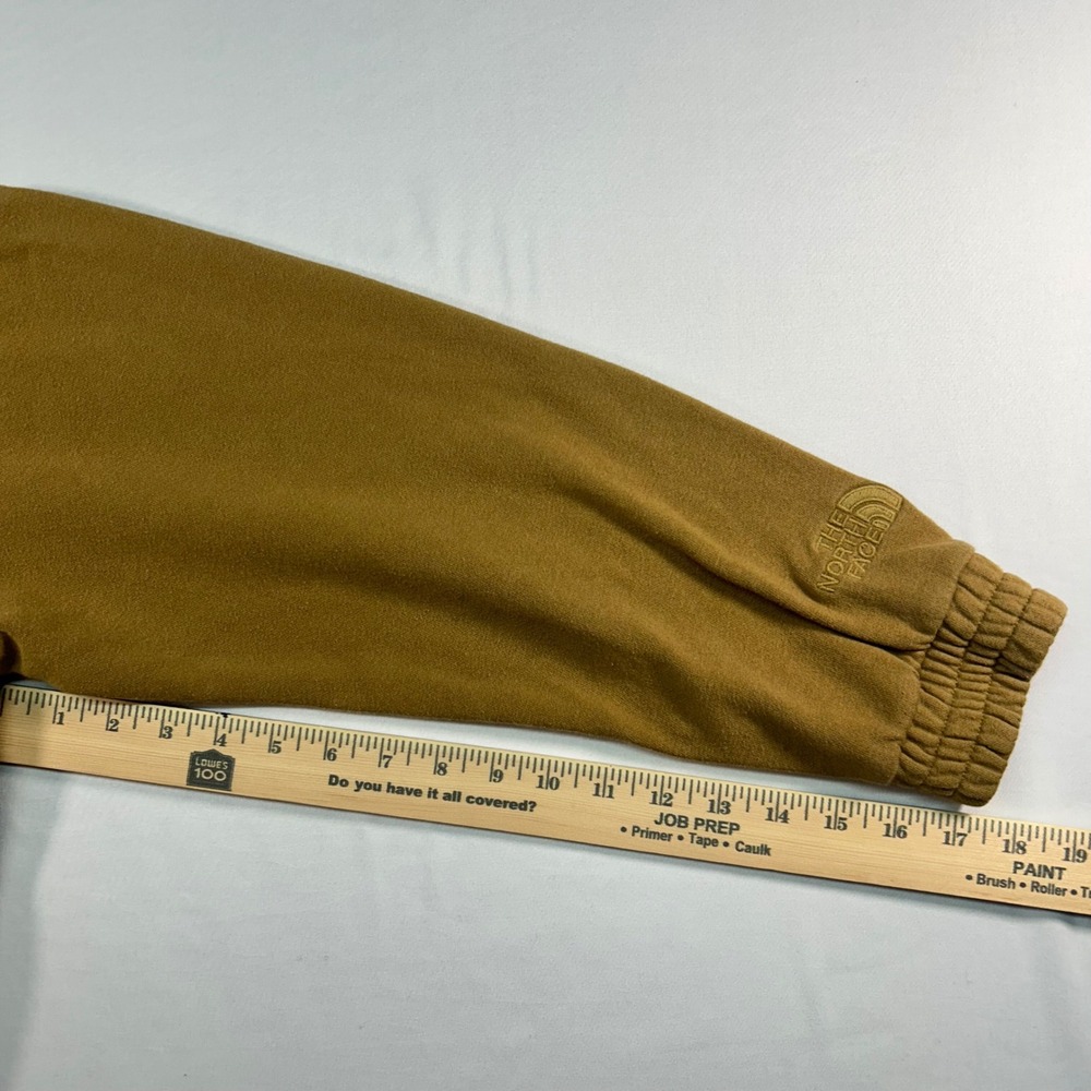 The North Face Womens Fleece Hoodie Mustard Brown Large Embroidered Logo Toggle - Picture 5 of 6
